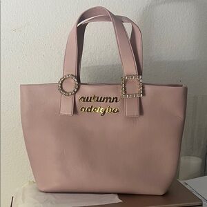 Autumn Adeigbo Blush Pink Tote with Gold Accents
